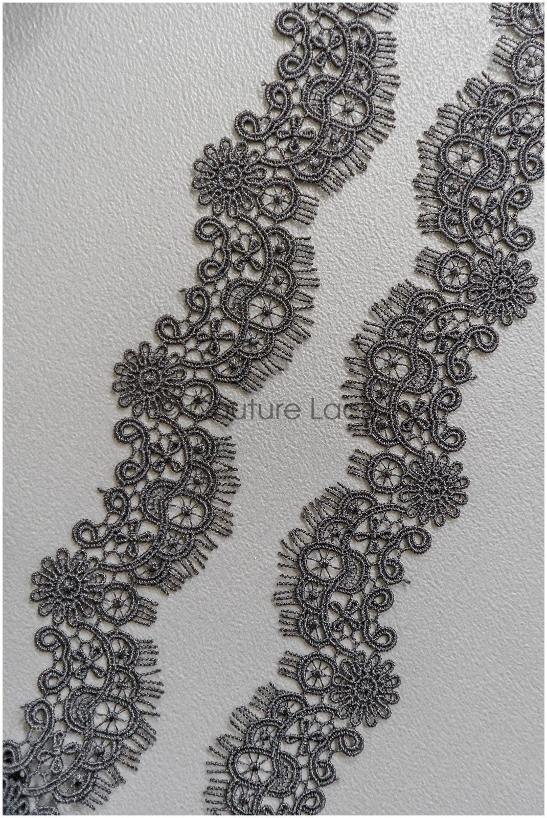 4yds Black Boho Crochet Lace Trim/ Geometric Lace Trim/ Bridal Guipure Lace Trim/ Dot Lace Trim// T22-186