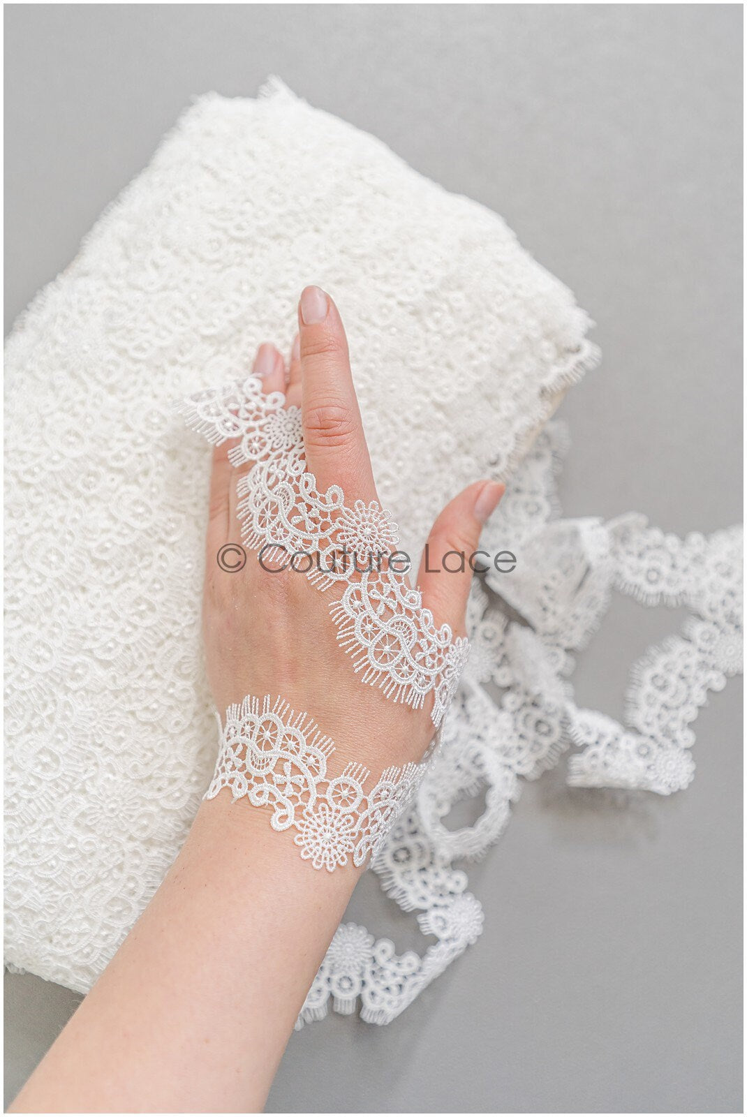 4yds Boho Lace Trim Off-White/ Lace Trim/ Bridal Guipure Lace Trim/ Fringe Lace Trim// T22-187