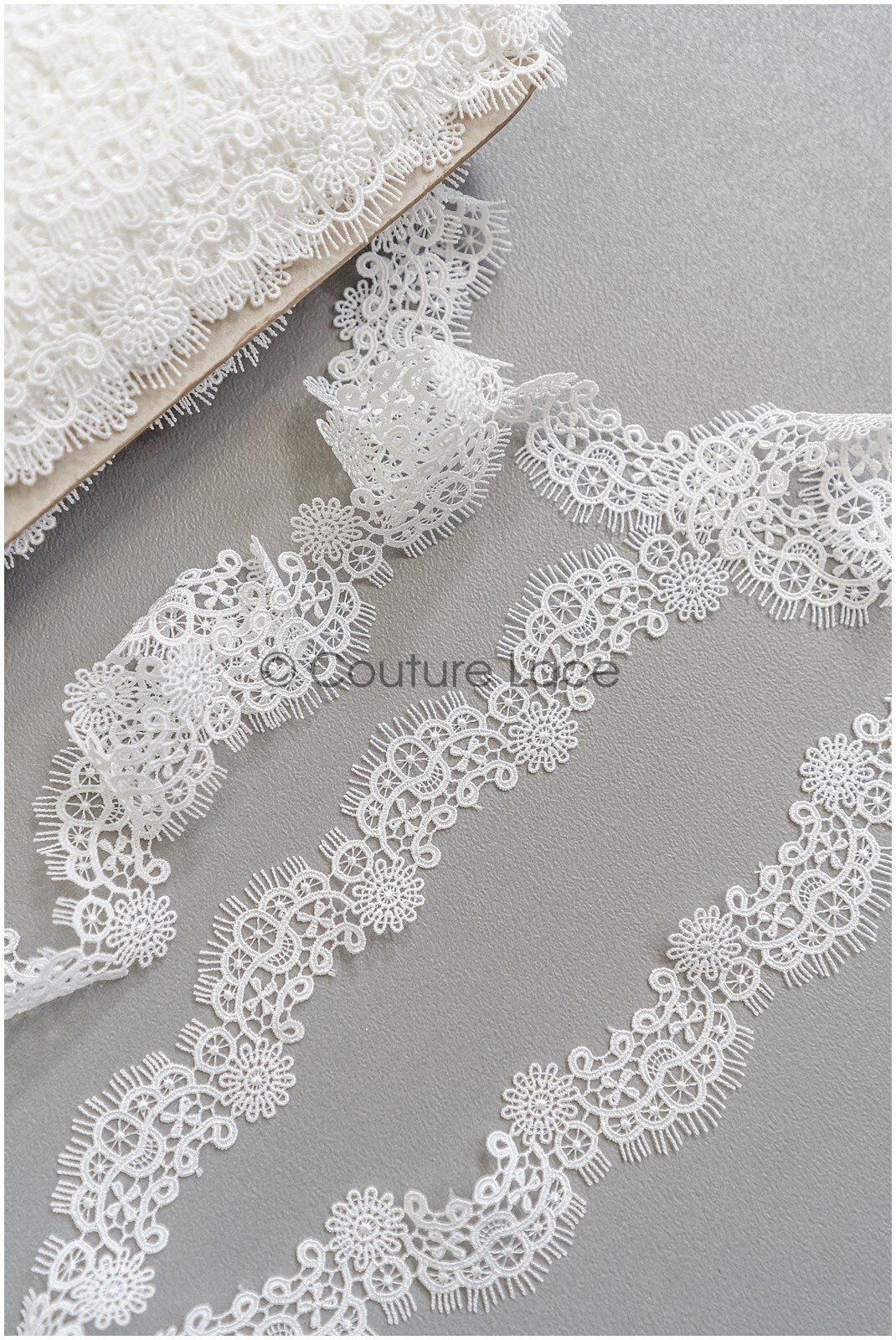 4yds Boho Lace Trim Off-White/ Lace Trim/ Bridal Guipure Lace Trim/ Fringe Lace Trim// T22-187