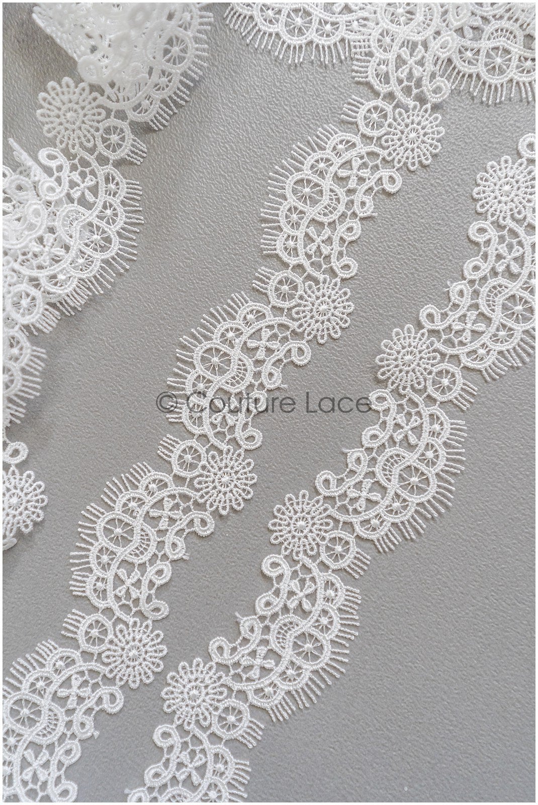 4yds Boho Lace Trim Off-White/ Lace Trim/ Bridal Guipure Lace Trim/ Fringe Lace Trim// T22-187