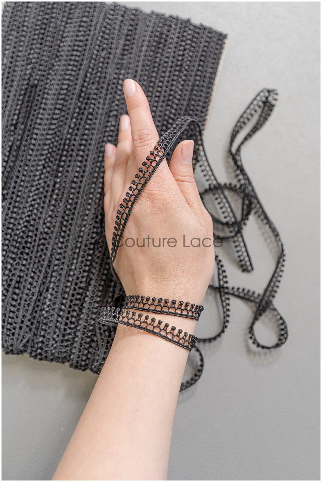 4yds Boho Crochet Lace Trim Black/ geometric lace trim/ bridal guipure lace/ black lace// T22-191