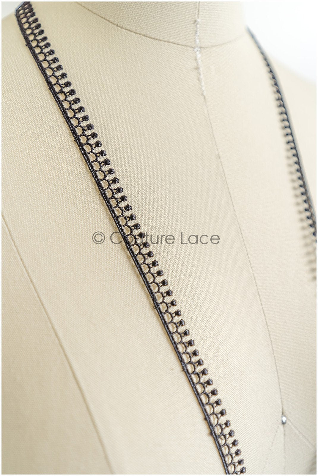 4yds Boho Crochet Lace Trim Black/ geometric lace trim/ bridal guipure lace/ black lace// T22-191