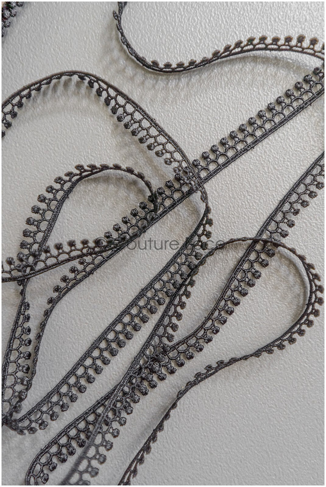 4yds Boho Crochet Lace Trim Black/ geometric lace trim/ bridal guipure lace/ black lace// T22-191