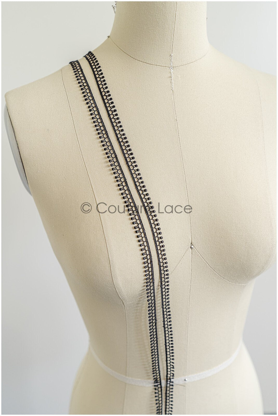 4yds Boho Crochet Lace Trim Black/ geometric lace trim/ bridal guipure lace/ black lace// T22-191