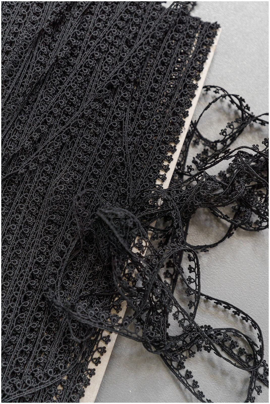 4yds Boho Lace Trim Black/ Guipure Crocheted Lace Trim/ Bridal Lace// T22-192
