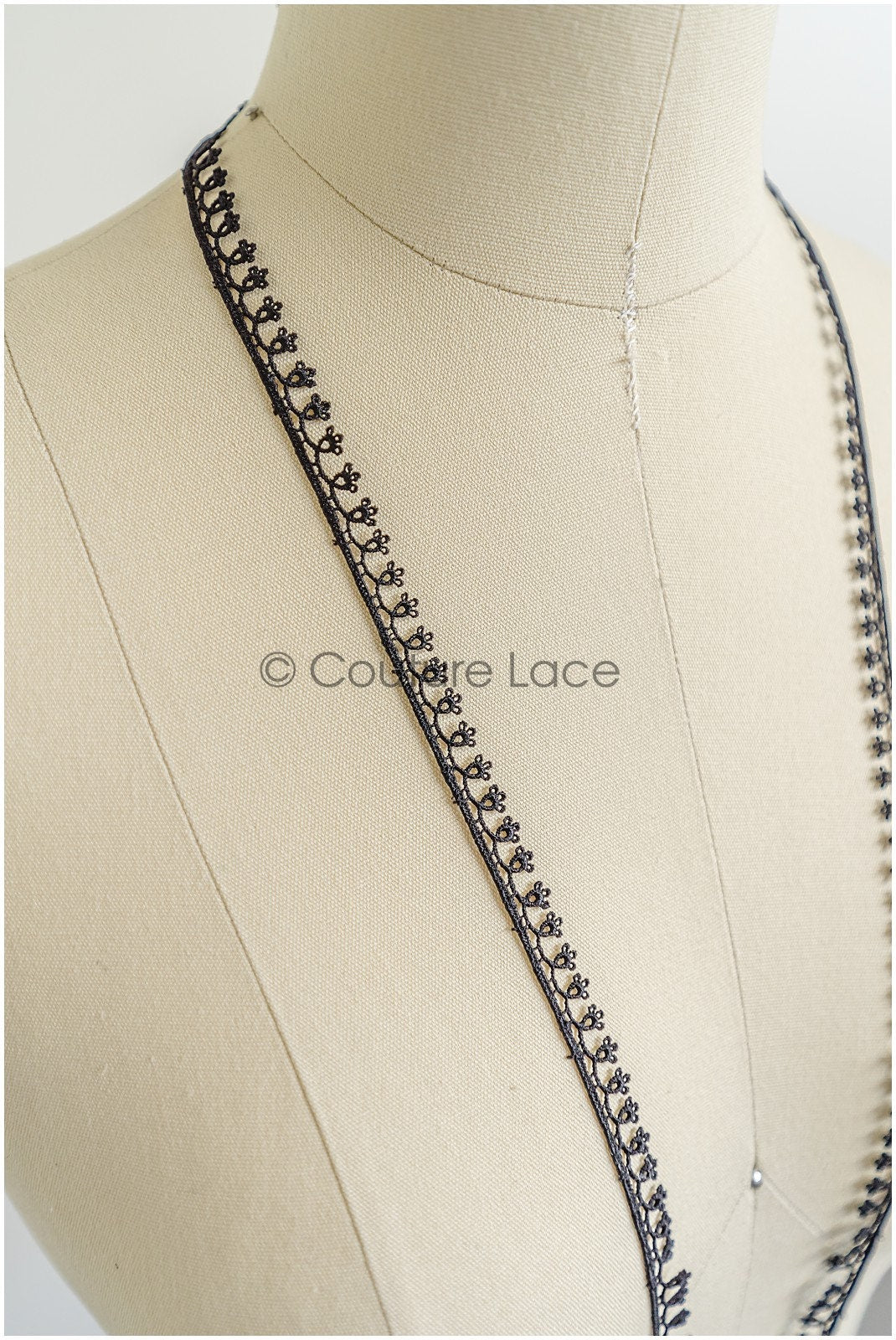 4yds Boho Lace Trim Black/ Guipure Crocheted Lace Trim/ Bridal Lace// T22-192
