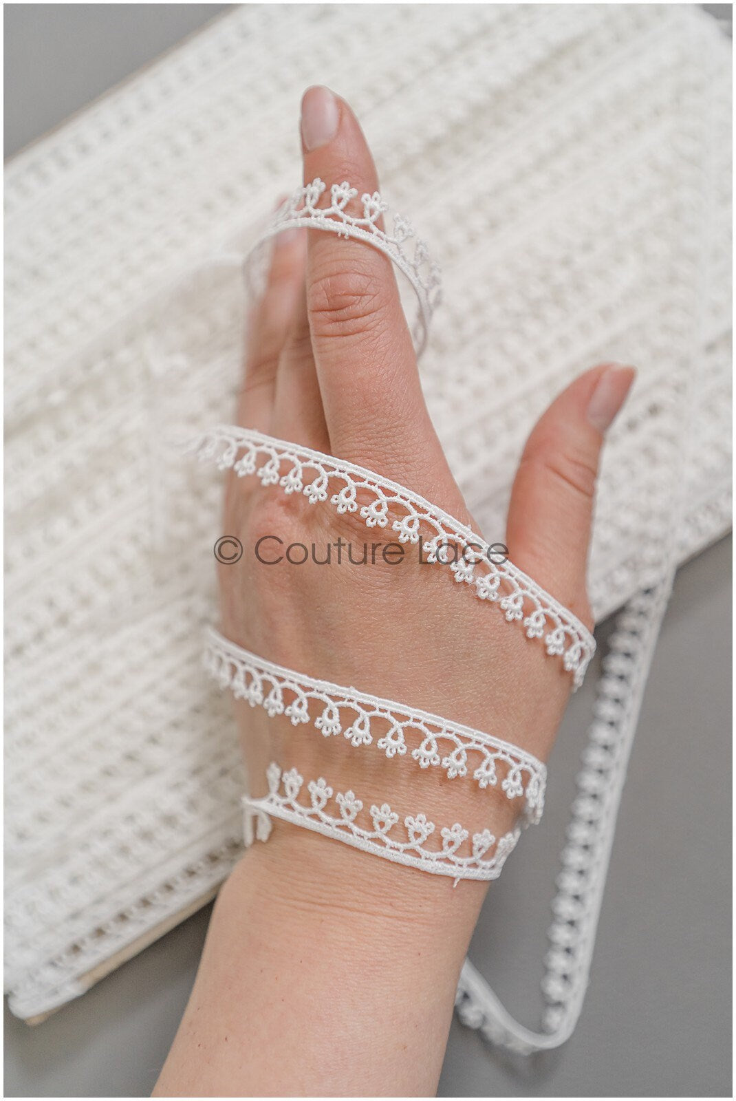 4yds Boho Lace Trim Off-White/ Geometric Lace Trim/ Bridal Guipure Lace Trim// T22-193