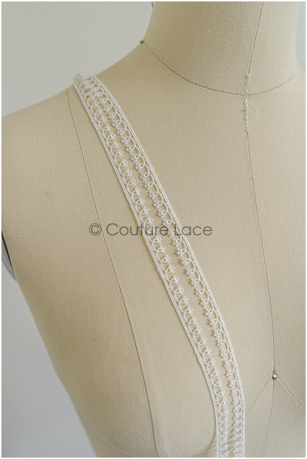 4yds Boho Lace Trim Off-White/ Geometric Lace Trim/ Bridal Guipure Lace Trim// T22-193