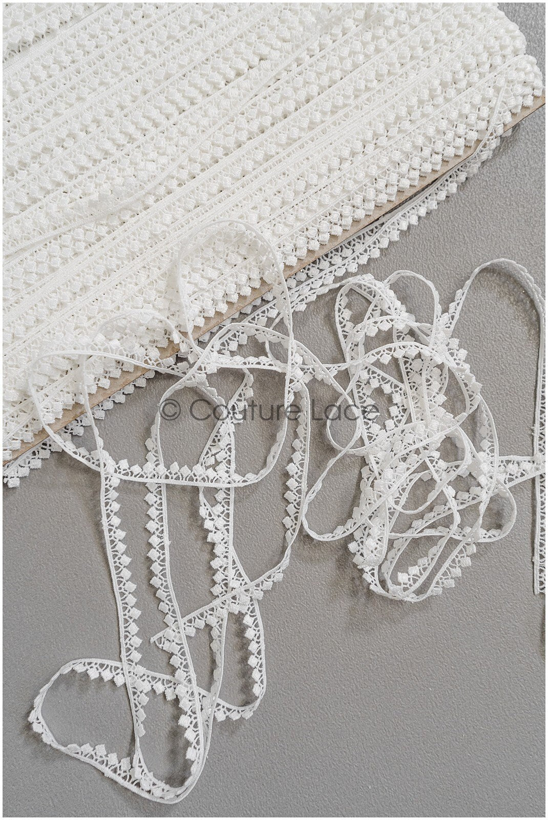 4yds Boho Lace Trim Off-White/ Bridal Lace Trim/ Guipure Lace Trim/ Dot Lace Trim// T22-194