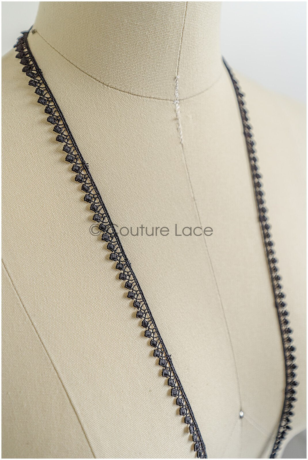 4yds boho lace trim/ black lace trim/ bridal guipure lace trim/ lace trimming// T22-195
