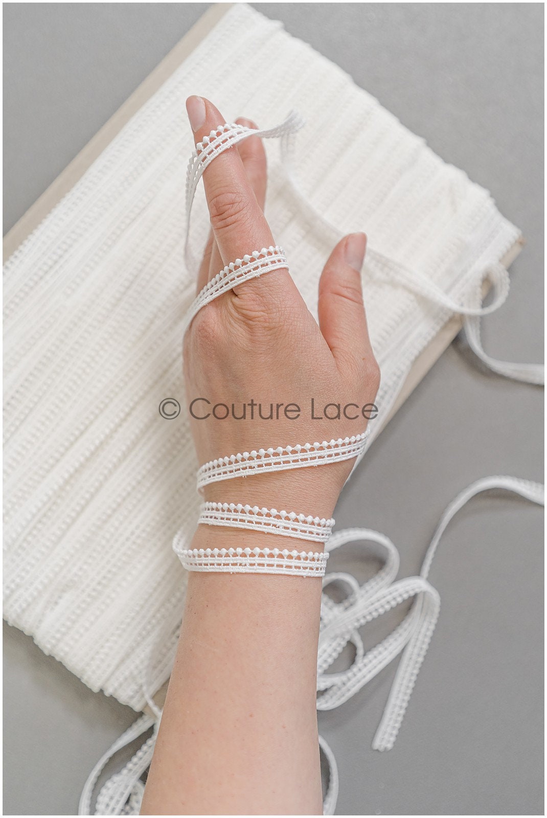 4yds Boho Lace Trim Off-White/ Crocheted Lace Trim/ Bridal Guipure Lace/ Dot Lace Trim// T22-196
