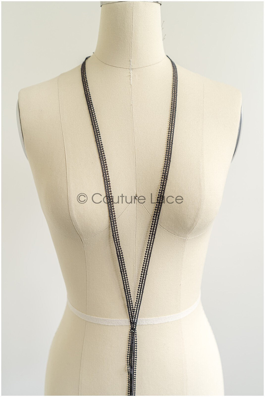 4yds Black Boho Crochet Lace Trim/ Lace Trim/ Bridal Guipure Lace Trim/ Black Lace // T22-197