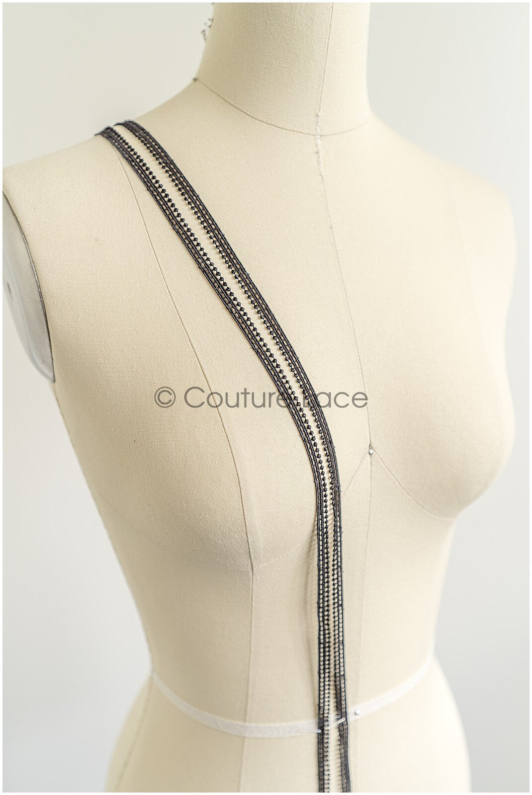 4yds Black Boho Crochet Lace Trim/ Lace Trim/ Bridal Guipure Lace Trim/ Black Lace // T22-197