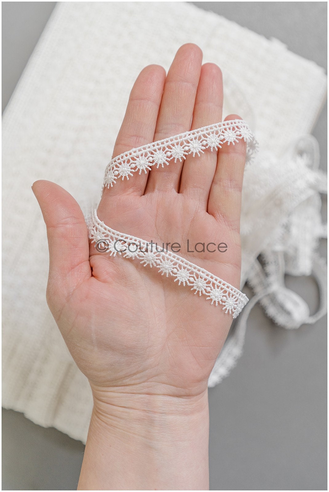 4yds Boho Crochet Lace Trim/ Off-White Lace Trim/ Bridal Guipure Lace Trim/ Snowflake Lace// T22-198