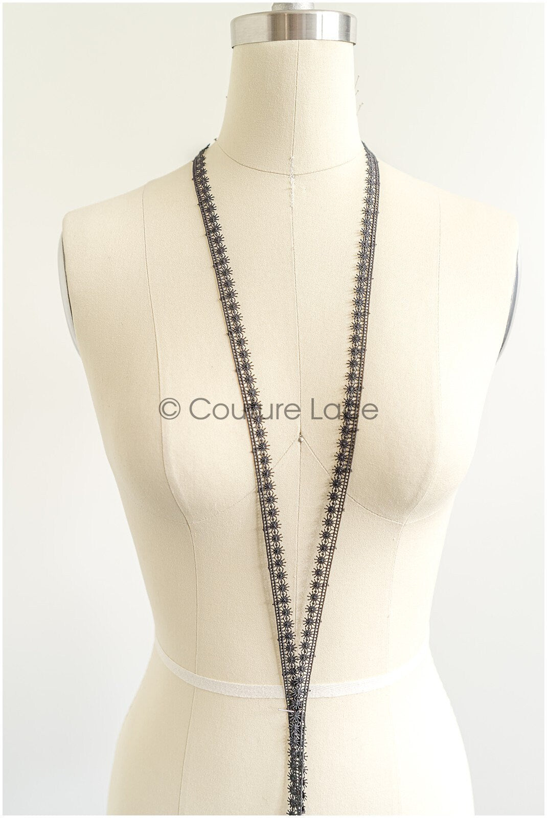 4yds Boho Crochet Lace Trim/ Black Lace Trim/ Bridal Guipure Lace Trim/ Black Lace// T22-199