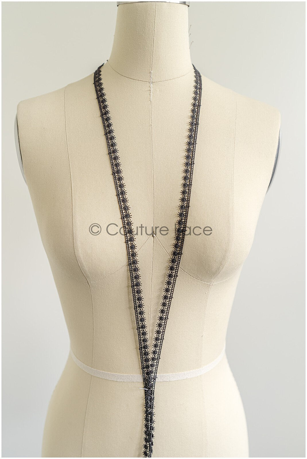 4yds Boho Crochet Lace Trim/ Black Lace Trim/ Bridal Guipure Lace Trim/ Black Lace// T22-199