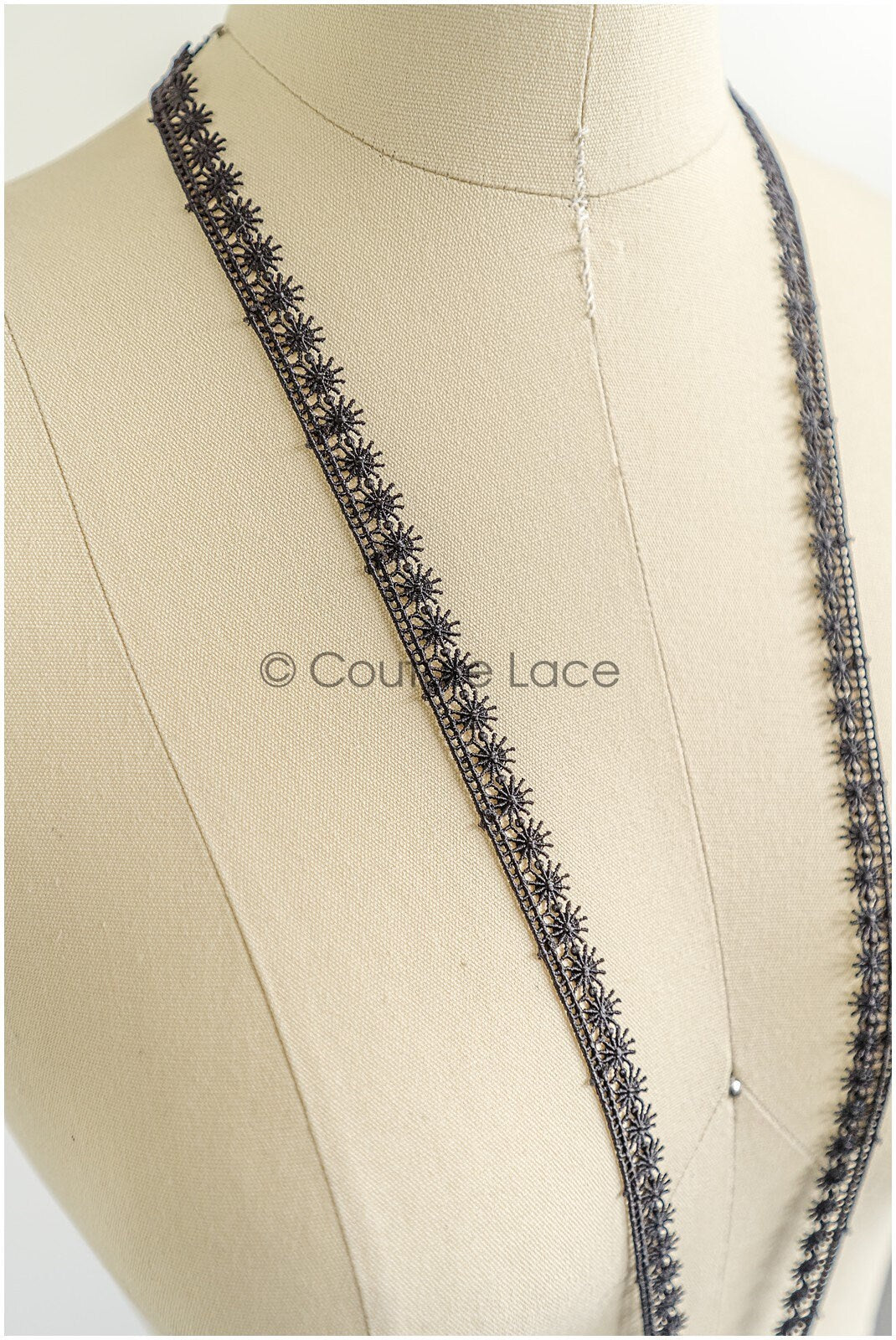 4yds Boho Crochet Lace Trim/ Black Lace Trim/ Bridal Guipure Lace Trim/ Black Lace// T22-199