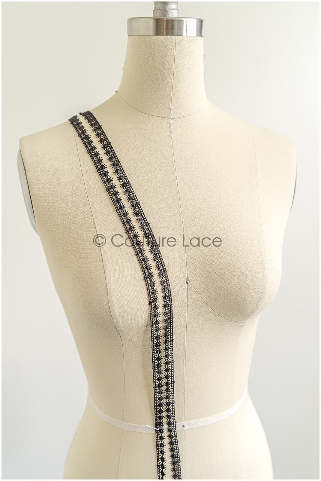 4yds Boho Crochet Lace Trim/ Black Lace Trim/ Bridal Guipure Lace Trim/ Black Lace// T22-199