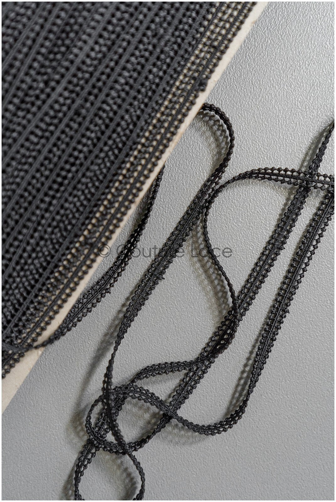 4yds Boho Crochet Lace Trim Black/ Bridal Lace Trim/ Guipure Lace Trim/ Wedding Dress Lace// T22-206