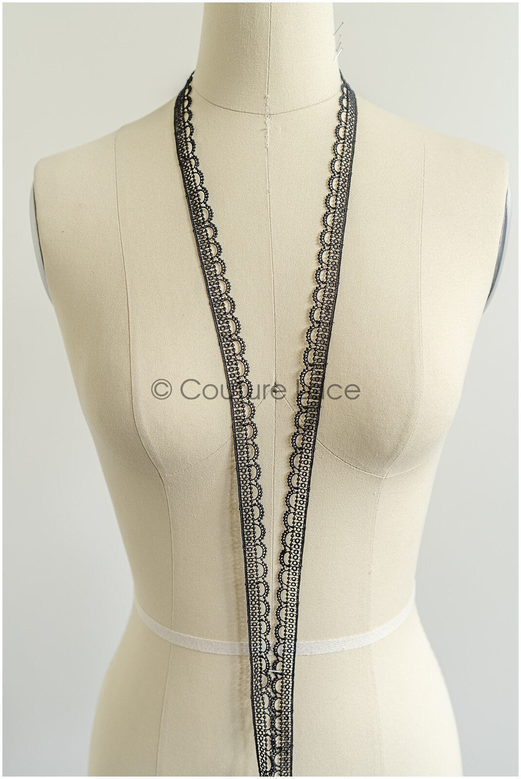4yds Boho Lace Trim Black/ Crocheted Lace Trim/ Bridal Guipure Lace Trim// T22-208