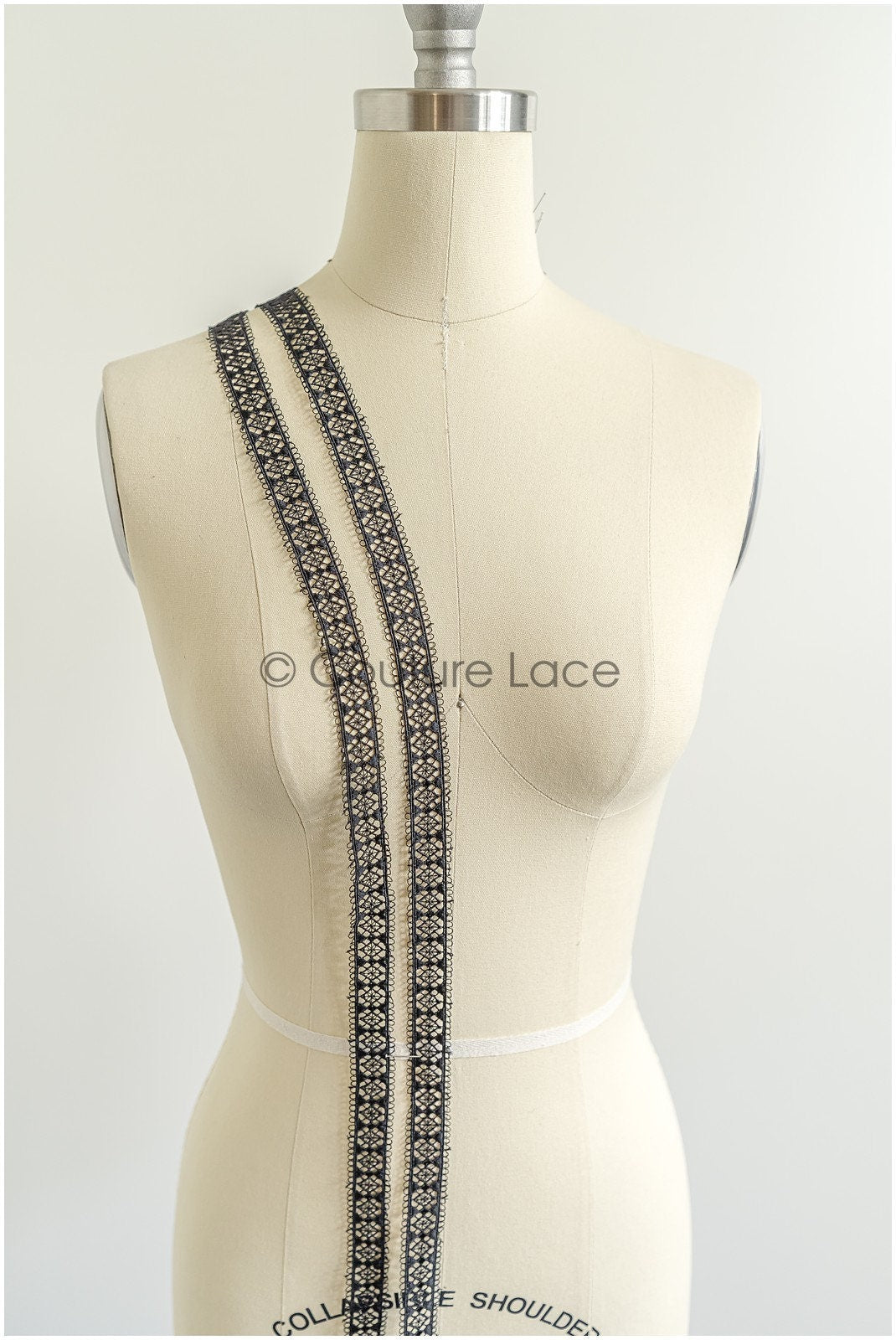 4yds Black Boho Lace Trim/ Lace Trim/ Bridal Guipure Lace Trim// T22-210