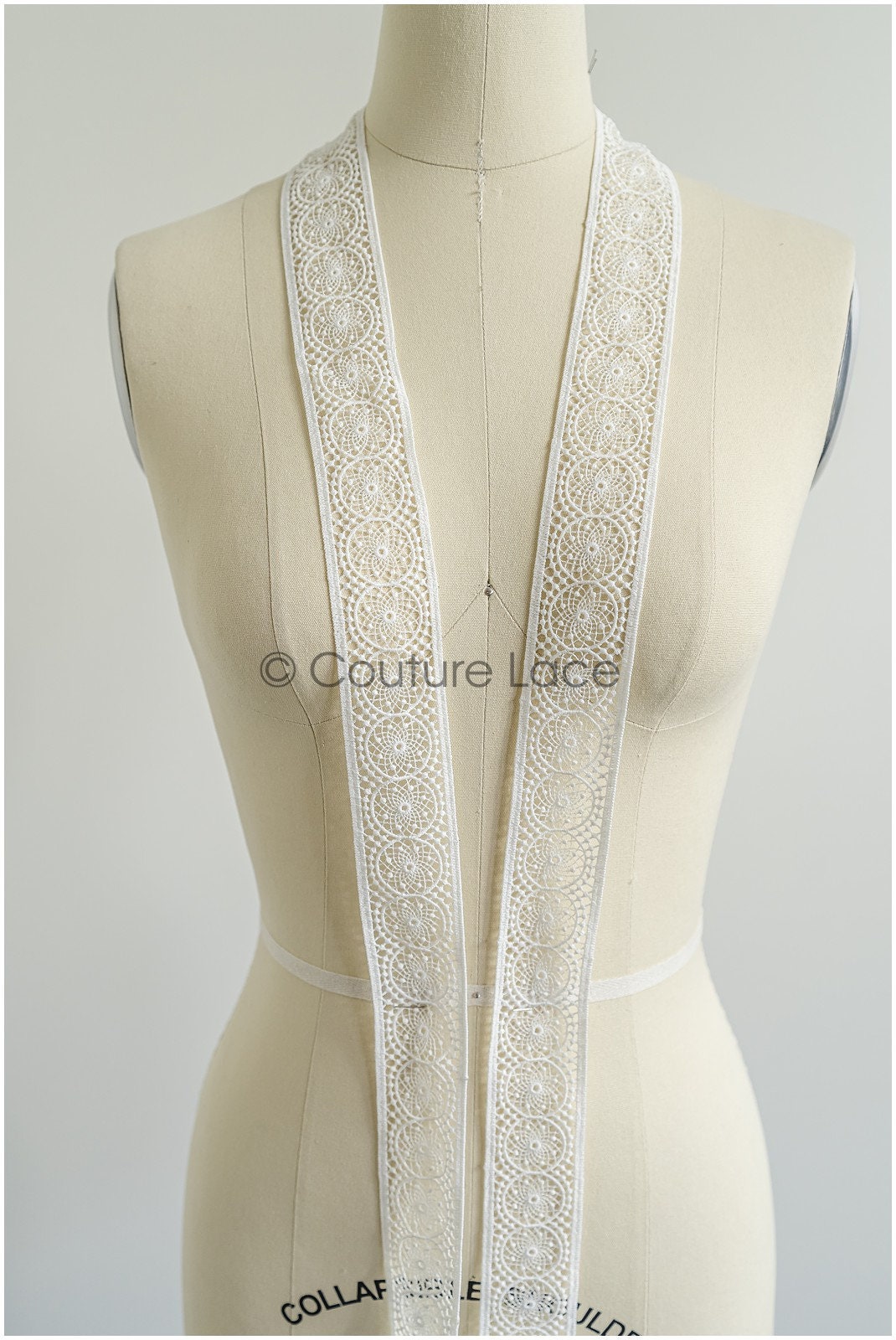4yds Boho Lace Trim Off-White/ Bridal Lace Trim/ Crocheted Lace/ Lace Trim/ Dreamcatcher Lace Trim// T22-211