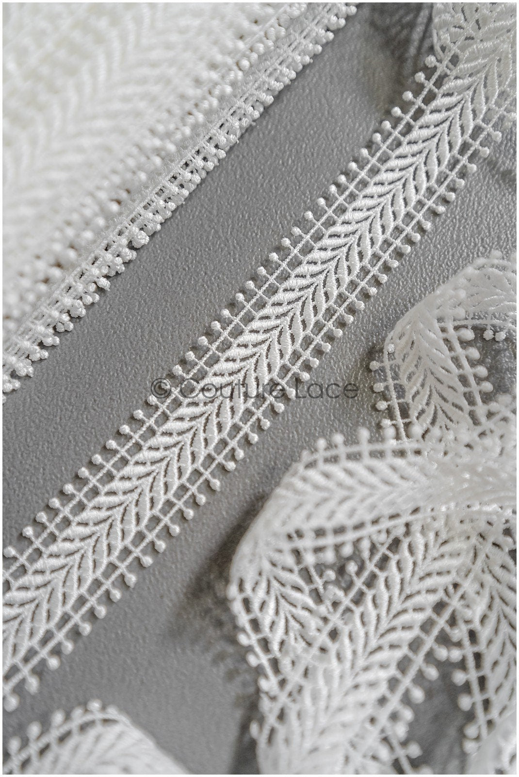 4yds Boho Lace Trim Off-White/ Crocheted Lace Trim/ Bridal Guipure Lace Trim/ Dot Lace// T22-212