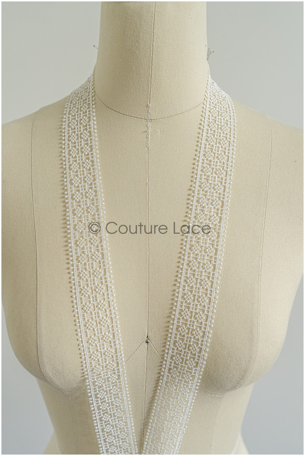 4yds Boho Lace Trim Off-White/ Crocheted Lace/ Bridal Lace/ Guipure Lace Trim/ Dot Lace Trim// T22-213