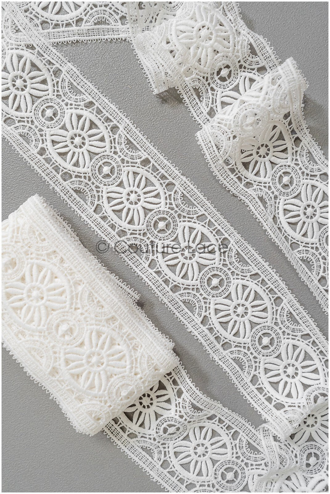 4yds Boho Crochet Lace Trim Off-White/ Bridal Guipure Lace Trim/ Dot Lace Trim// T22-214
