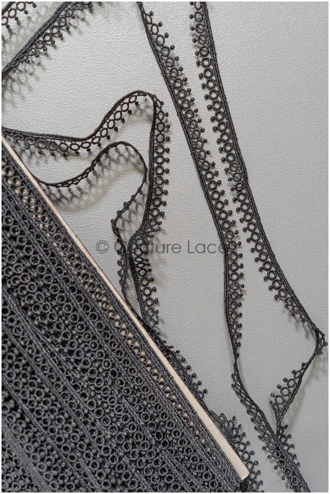 4yds / black boho crochet lace trim / geometric lace trim / bridal guipure lace trim / black lace // T22-216