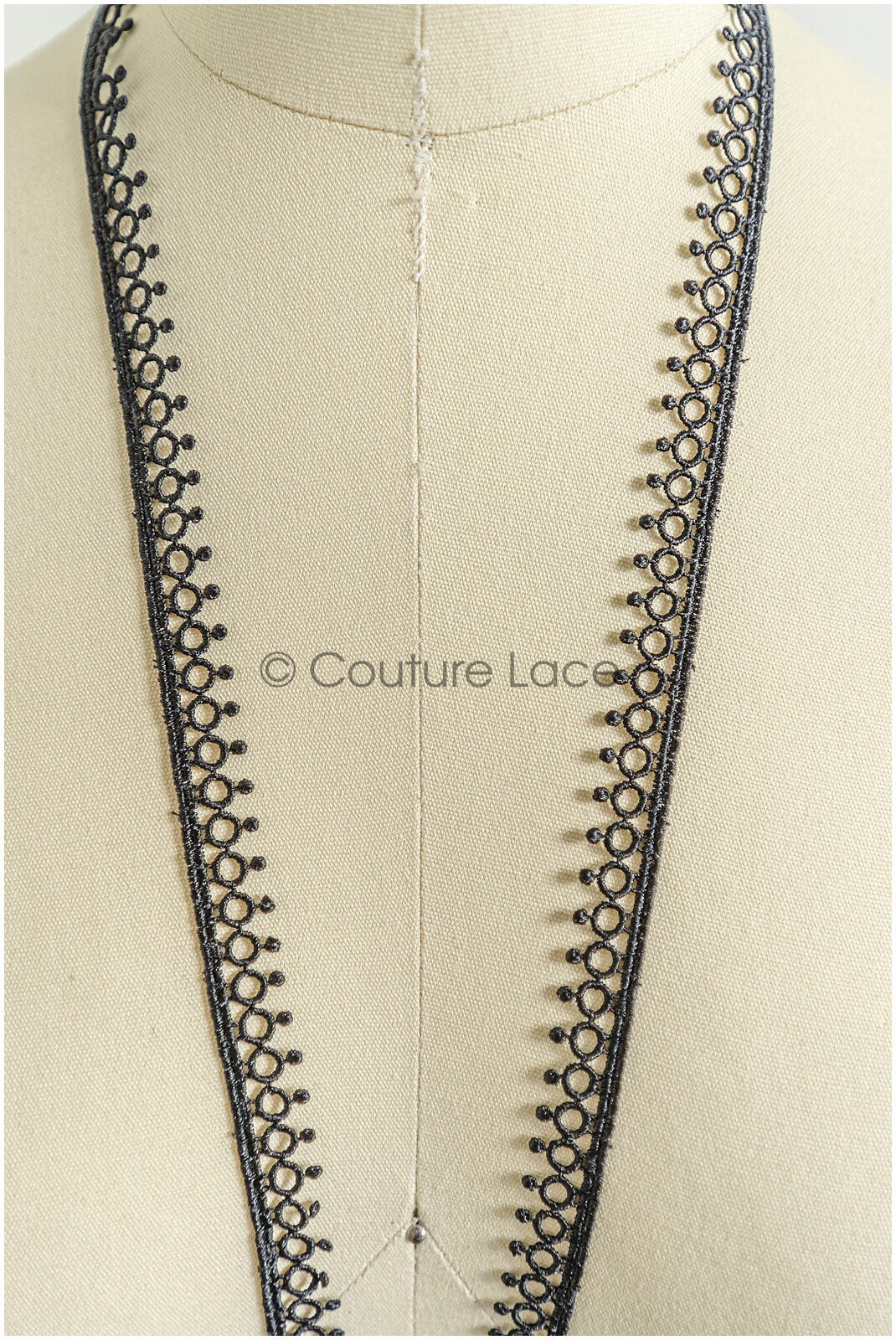 4yds / black boho crochet lace trim / geometric lace trim / bridal guipure lace trim / black lace // T22-216