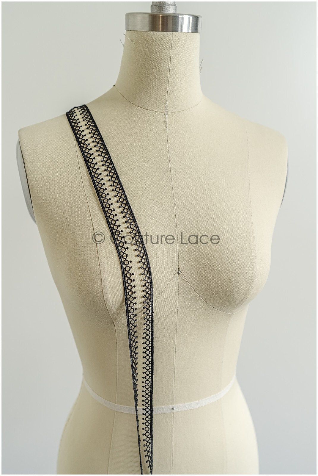 4yds / black boho crochet lace trim / geometric lace trim / bridal guipure lace trim / black lace // T22-216