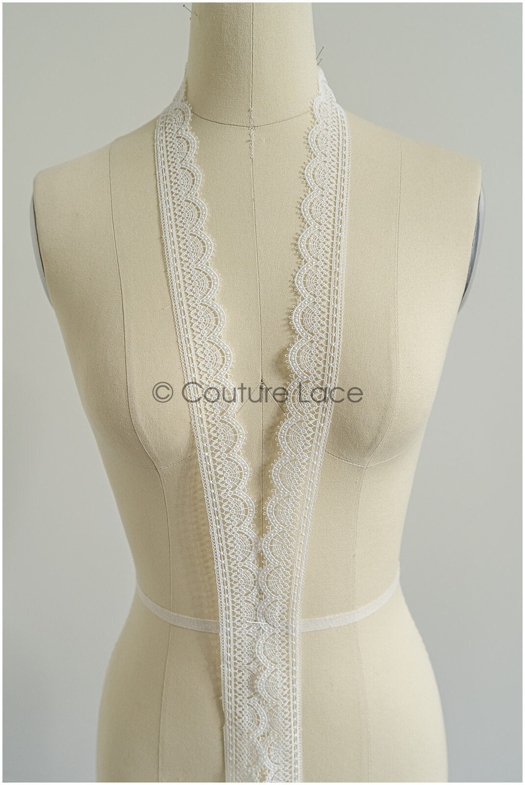 4yds / off-white boho crochet lace trim / geometric lace trim / bridal guipure lace trim / off-white dot lace trim // T22-218