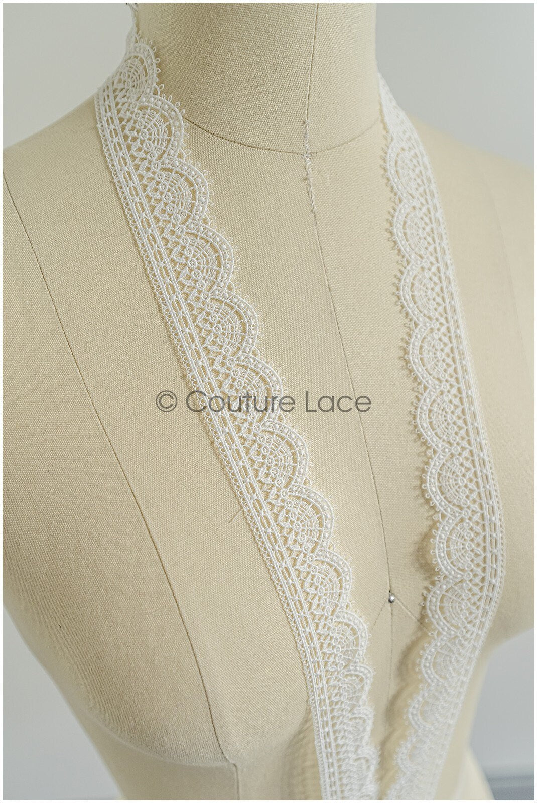 4yds / off-white boho crochet lace trim / geometric lace trim / bridal guipure lace trim / off-white dot lace trim // T22-218