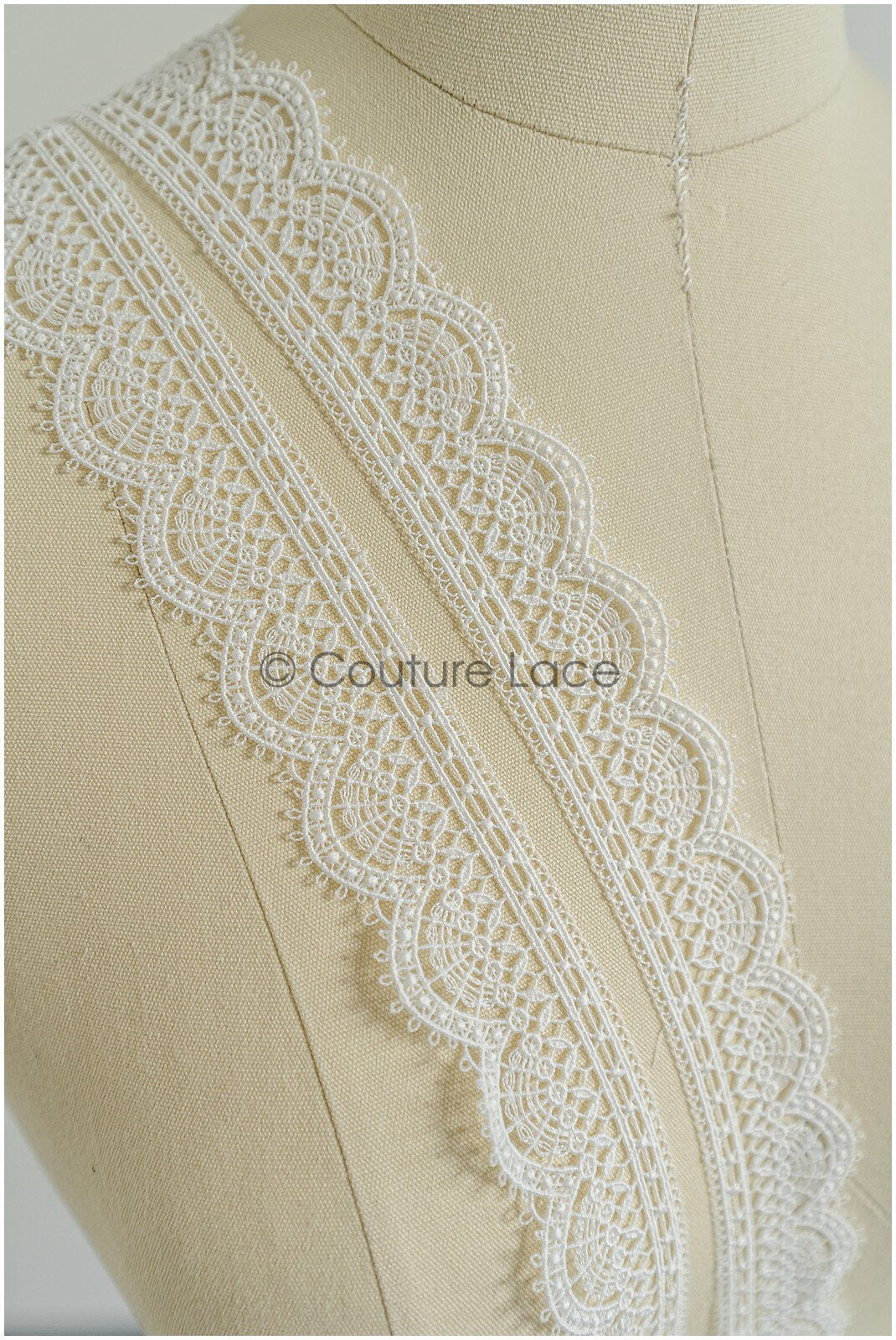 4yds / off-white boho crochet lace trim / geometric lace trim / bridal guipure lace trim / off-white dot lace trim // T22-218
