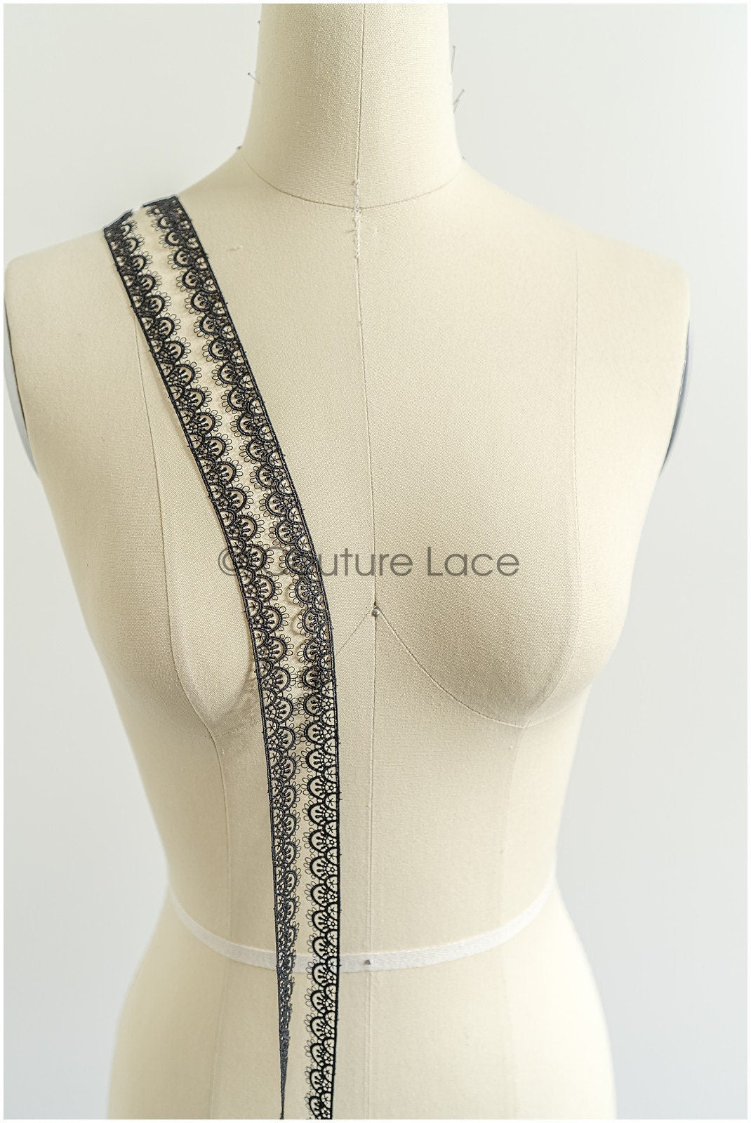 4yds / black boho crochet lace trim / geometric lace trim / bridal guipure lace trim / black lace // T22-221