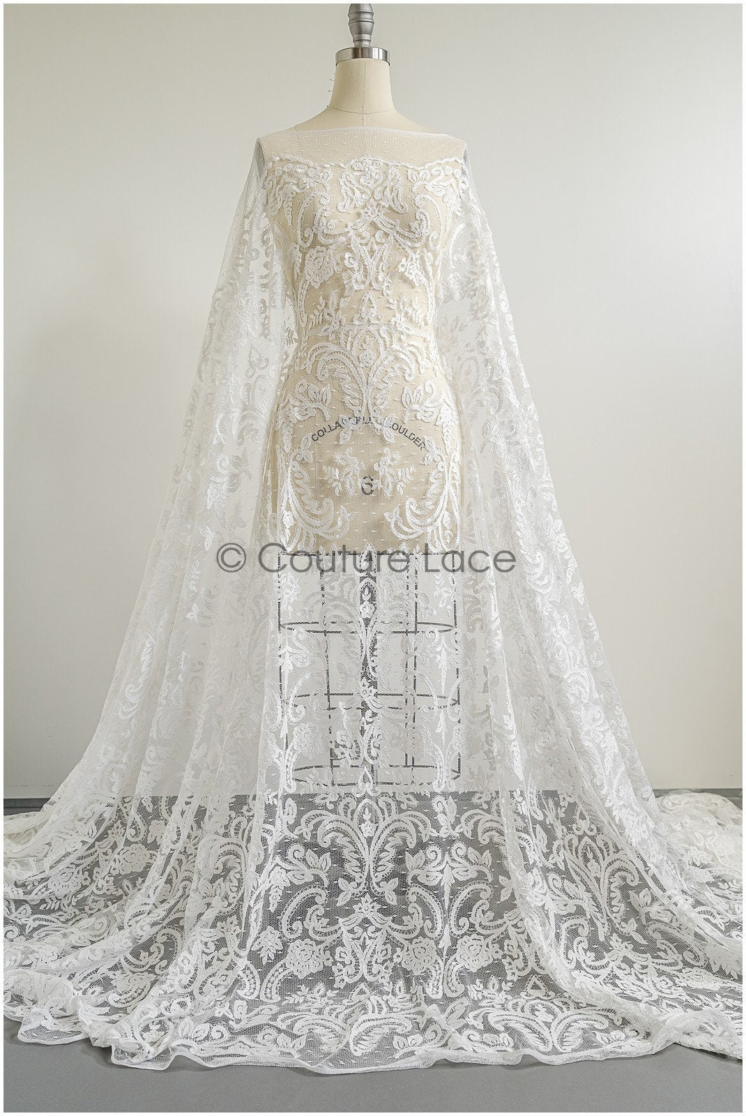 Wunderschöner Spitzenstoff Off-White/ Pünktchen Tüllsockel/ Couture Spitzenstoff/ Boho Braut Spitze// L22-271B