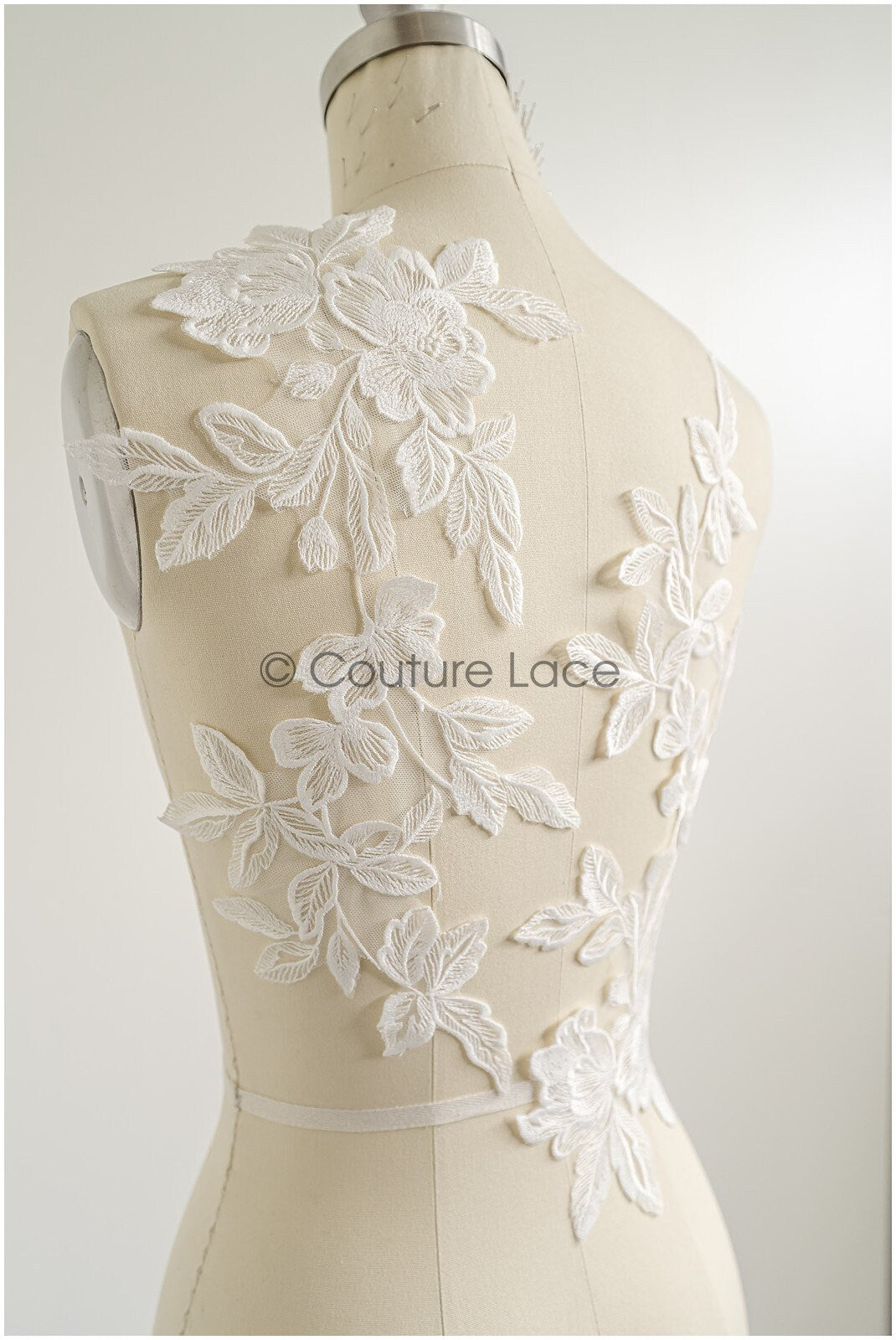 romantischer Blumen-Spitzenaufnäher/ Baumwollblumen Applikation/ Hochzeitskleid Spitzenapplikation/ Brautblumen Applikation// A22-268