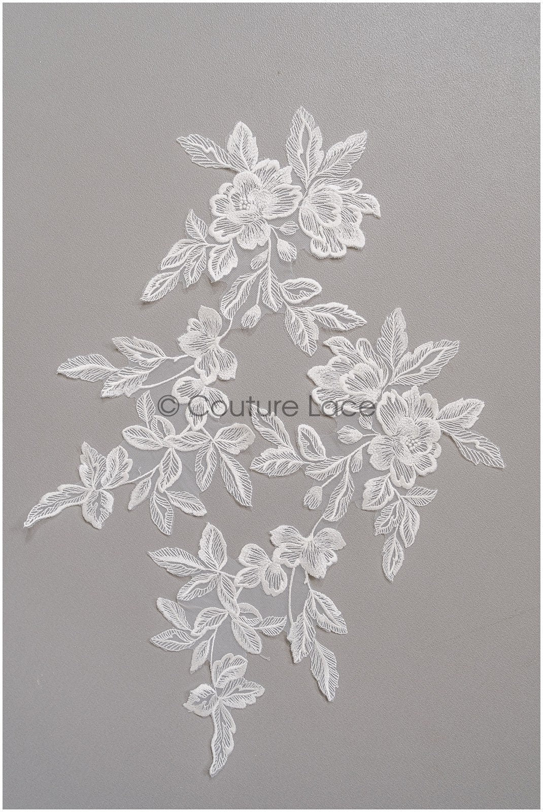 romantischer Blumen-Spitzenaufnäher/ Baumwollblumen Applikation/ Hochzeitskleid Spitzenapplikation/ Brautblumen Applikation// A22-268