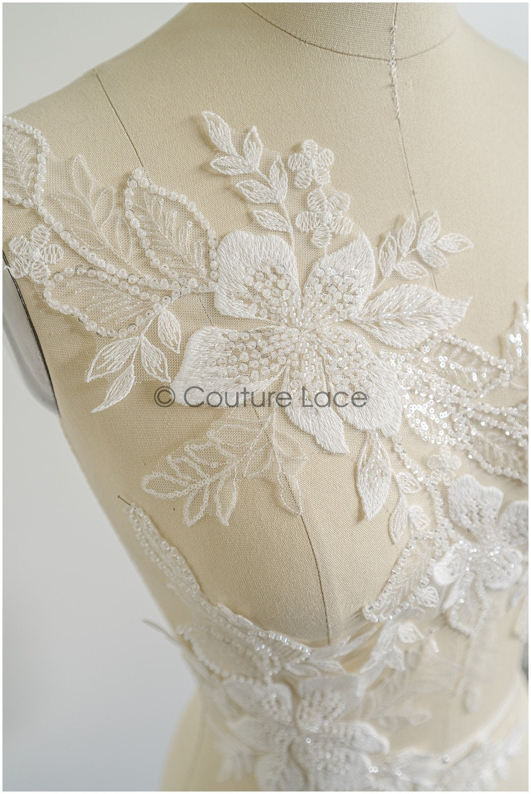 romantischer Blumen-Spitzenaufnäher / Baumwollblumen Applikation / Hochzeitskleid Spitzenapplikation / Brautblumen Applikation// A22-257