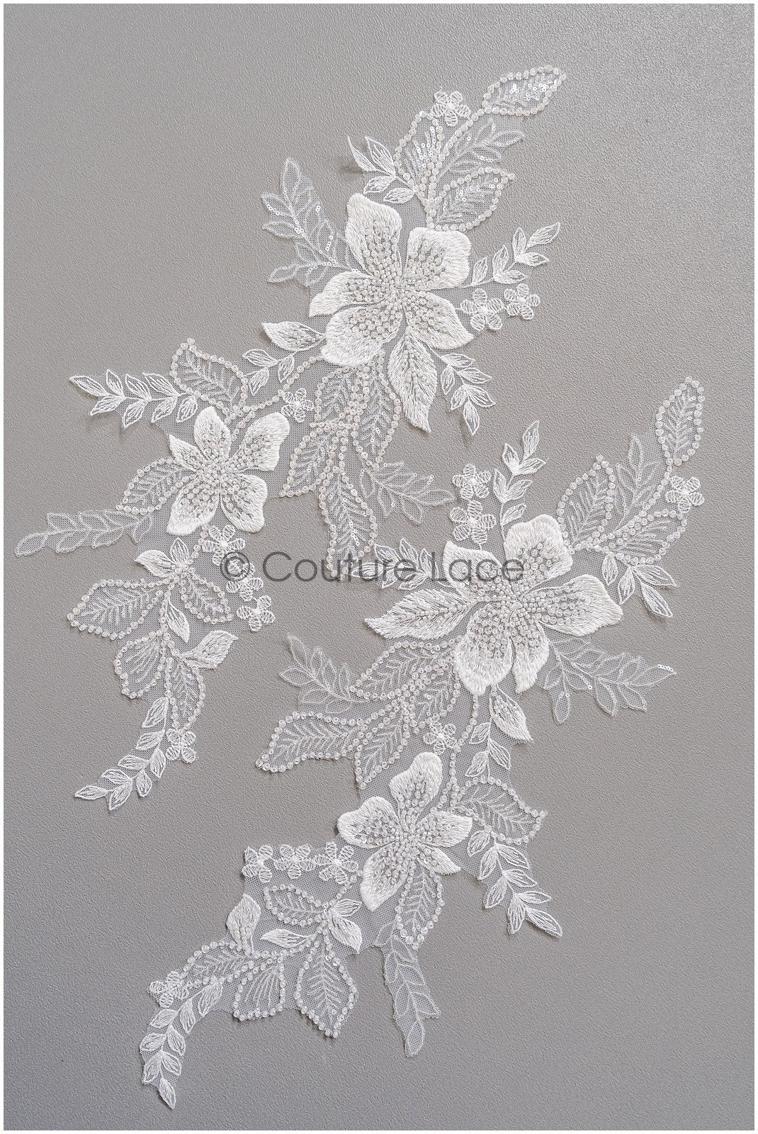 romantischer Blumen-Spitzenaufnäher / Baumwollblumen Applikation / Hochzeitskleid Spitzenapplikation / Brautblumen Applikation// A22-257