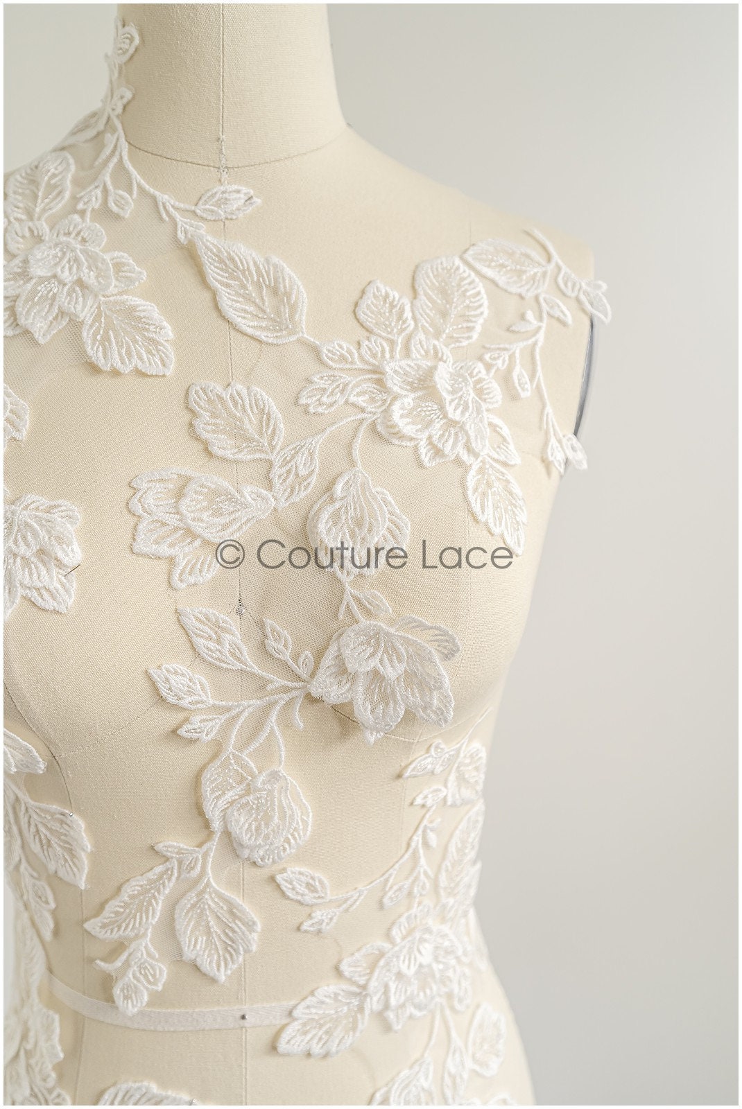 romantischer Blumen-Spitzenaufnäher/ Baumwollblumen Applikation/ Hochzeitskleid Spitzenapplikation/ Brautblumen Applikation// A22-270