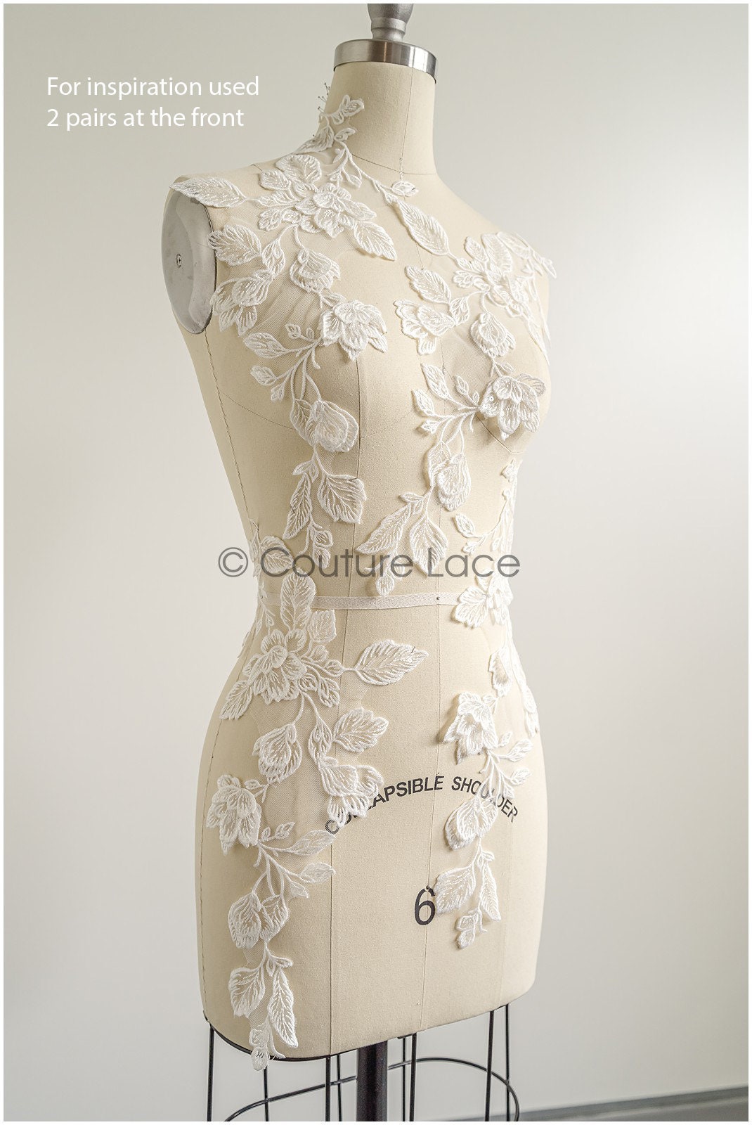 romantischer Blumen-Spitzenaufnäher/ Baumwollblumen Applikation/ Hochzeitskleid Spitzenapplikation/ Brautblumen Applikation// A22-270
