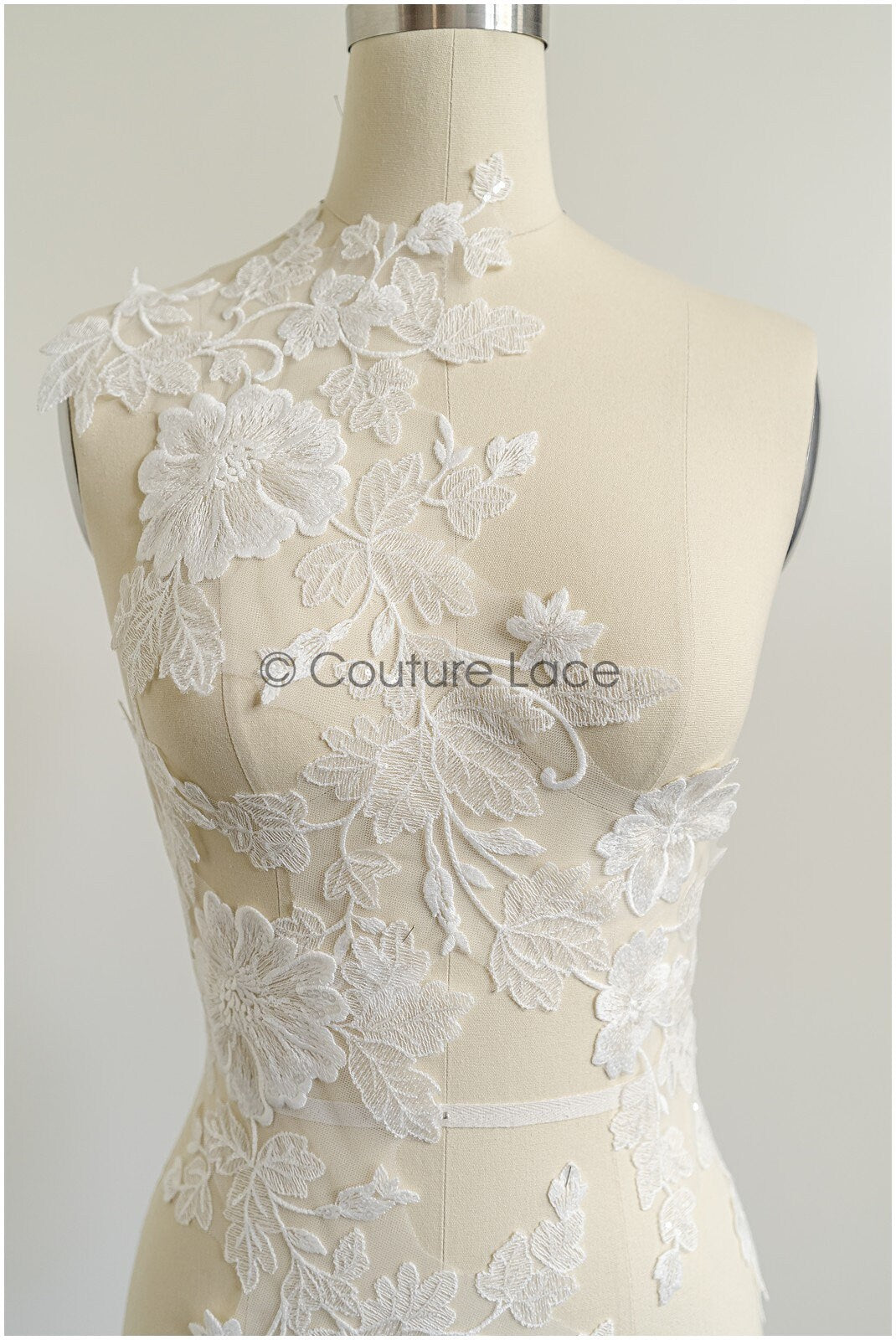 romantischer Blumen-Spitzenaufnäher/ Baumwollblumen Applikation/ Hochzeitskleid Spitzenapplikation/ Brautblumen Applikation// A22-278