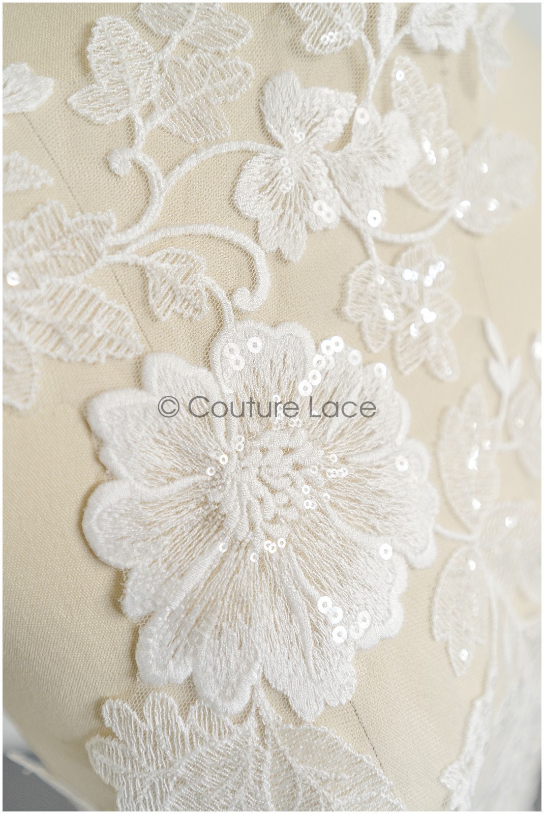 romantischer Blumen-Spitzenaufnäher/ Baumwollblumen Applikation/ Hochzeitskleid Spitzenapplikation/ Brautblumen Applikation// A22-278