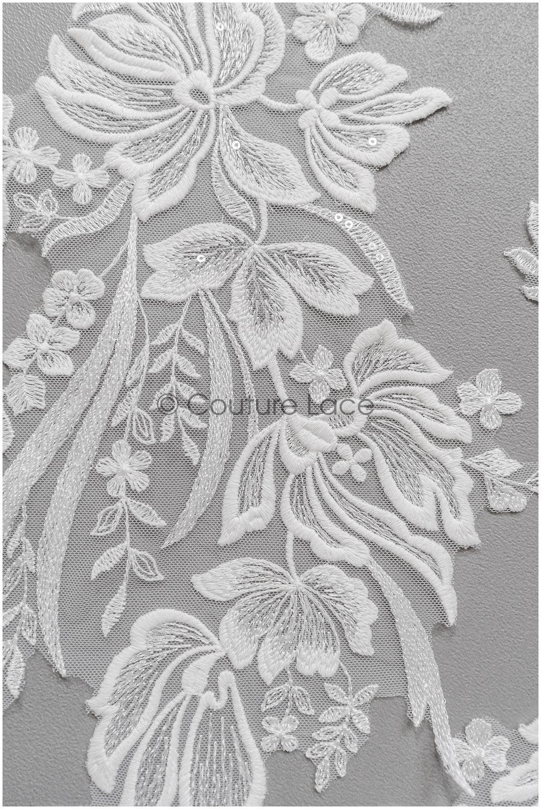 romantischer Blumen-Spitzenaufnäher / Baumwollblumen Applikation / Hochzeitskleid Spitzenapplikation / Brautblumen Applikation// A22-279