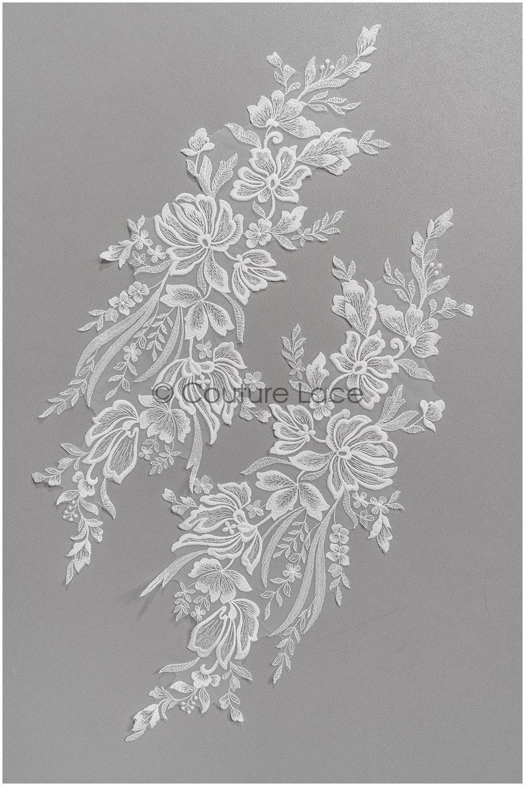 romantischer Blumen-Spitzenaufnäher / Baumwollblumen Applikation / Hochzeitskleid Spitzenapplikation / Brautblumen Applikation// A22-279