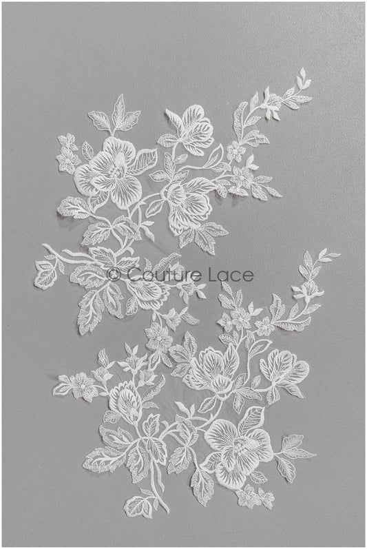 patch de dentelle magnolia romantique / applique de fleur de coton / applique de dentelle de robe de mariée / applique de magnolia nuptiale// A22-280