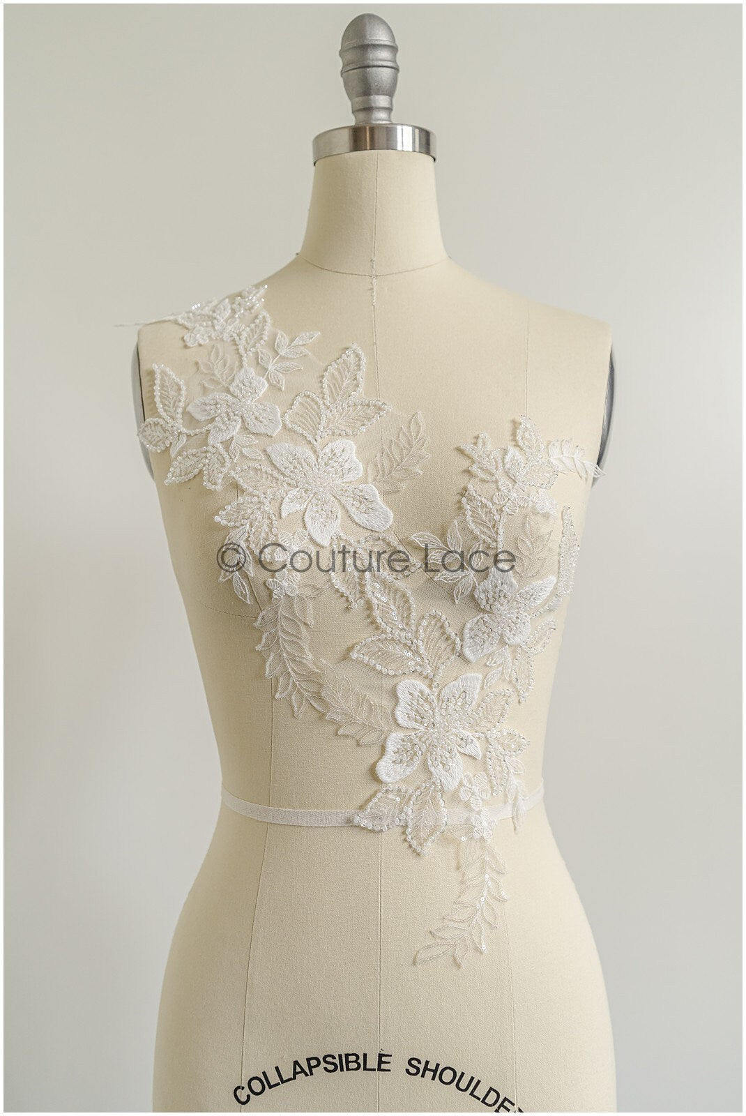 romantischer Blumen-Spitzenaufnäher / Baumwollblumen Applikation / Hochzeitskleid Spitzenapplikation / Brautblumen Applikation// A22-283