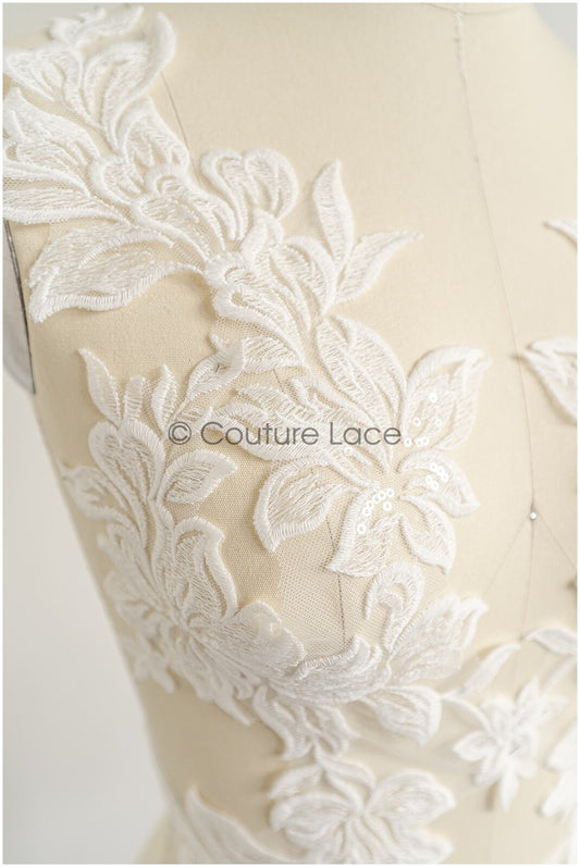 romantischer Magnolien Spitzenaufnäher / Baumwollblume Applikation / Hochzeitskleid Spitzenapplikation / Braut Magnolien Applikation// A22-271